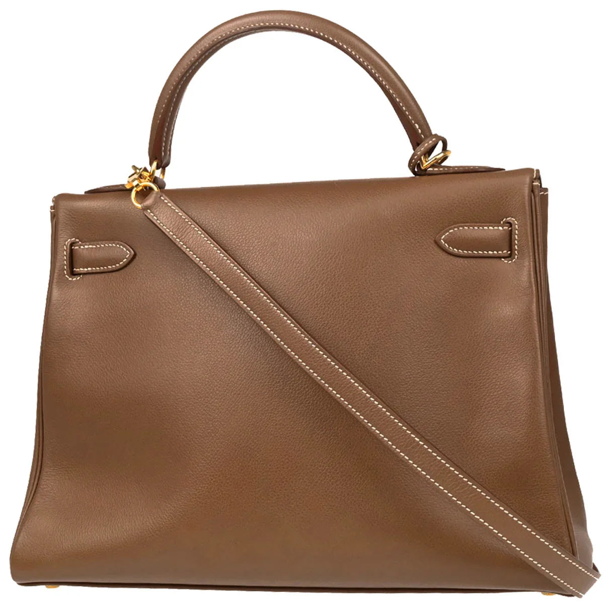 Hermes 2004 Gold Veau Graine Kelly 32 Retourne 2way Shoulder Handbag