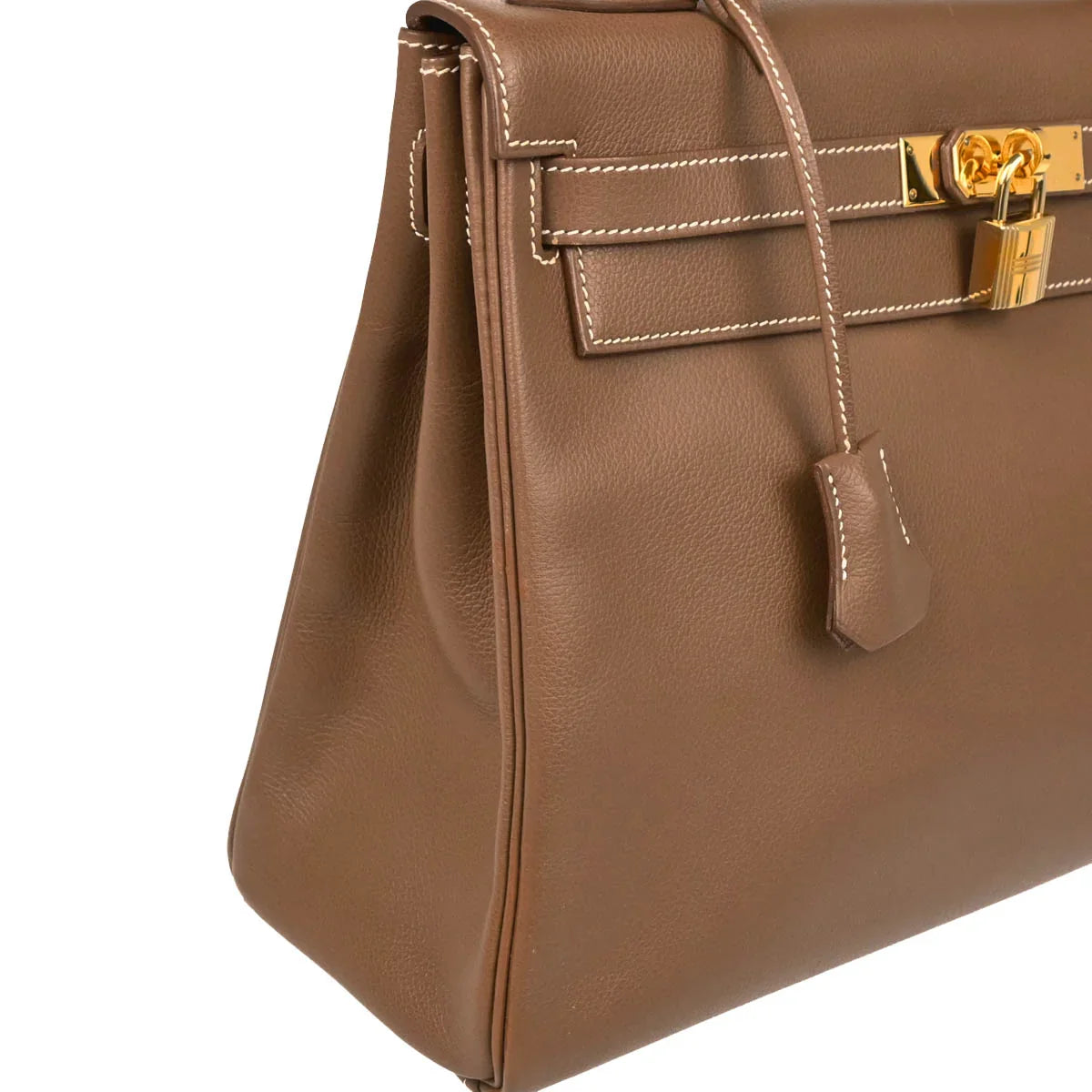 Hermes 2004 Gold Veau Graine Kelly 32 Retourne 2way Shoulder Handbag