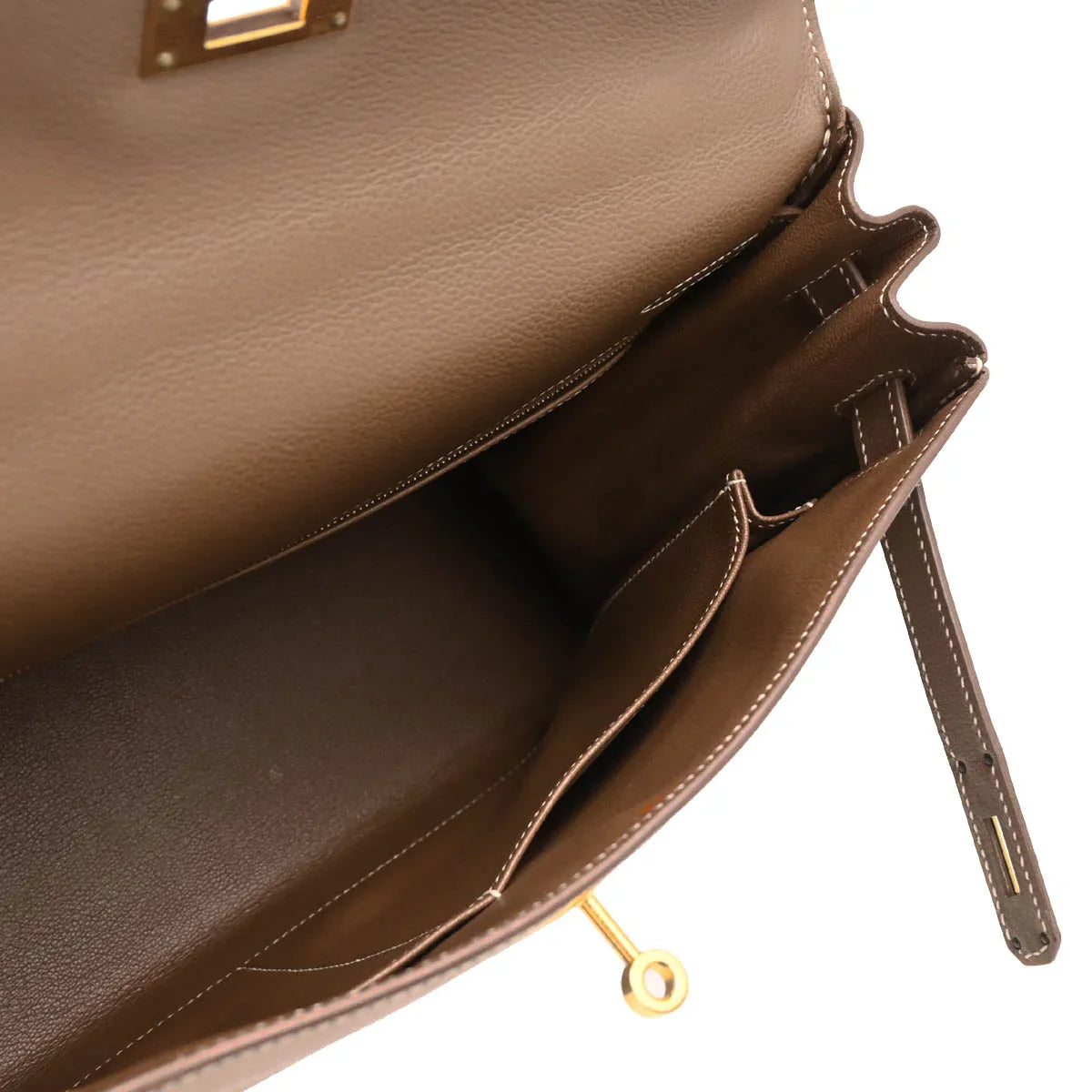 Hermes 2004 Gold Veau Graine Kelly 32 Retourne 2way Shoulder Handbag