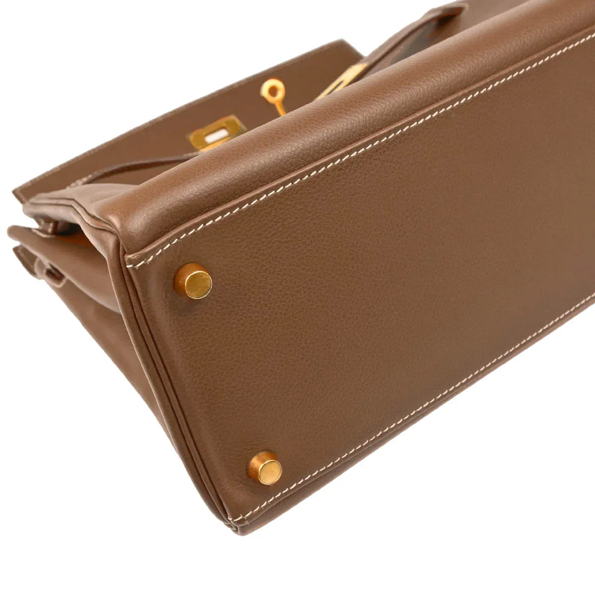 Hermes 2004 Gold Veau Graine Kelly 32 Retourne 2way Shoulder Handbag
