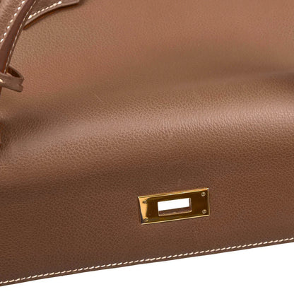 Hermes 2004 Gold Veau Graine Kelly 32 Retourne 2way Shoulder Handbag