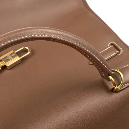 Hermes 2004 Gold Veau Graine Kelly 32 Retourne 2way Shoulder Handbag