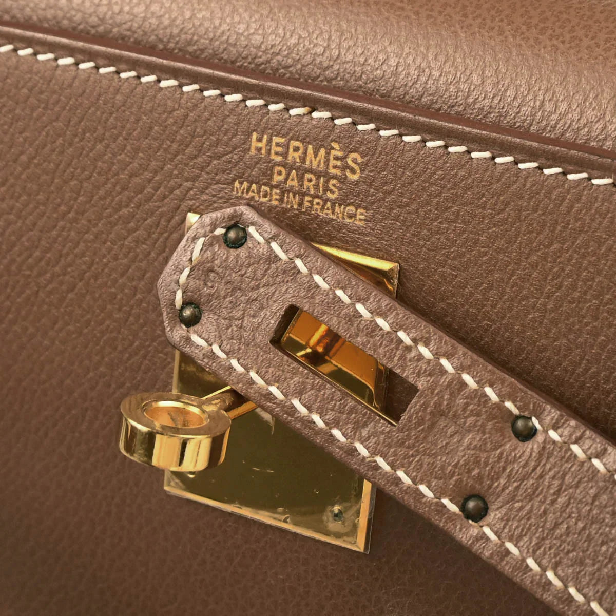 Hermes 2004 Gold Veau Graine Kelly 32 Retourne 2way Shoulder Handbag