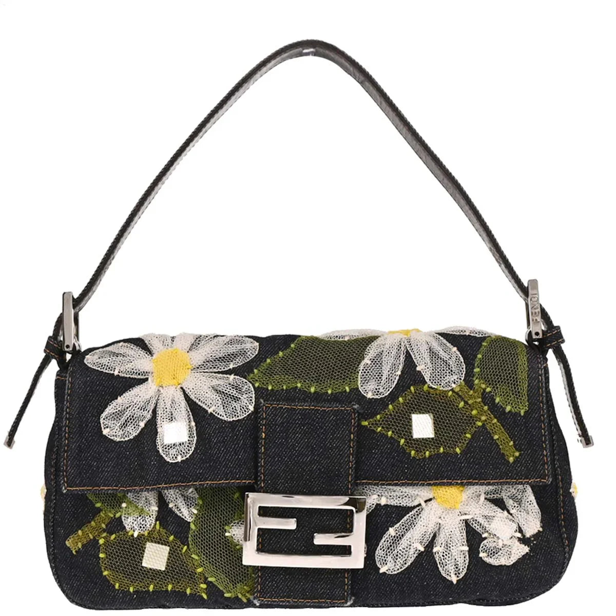 Fendi Navy Denim Baguette Handbag
