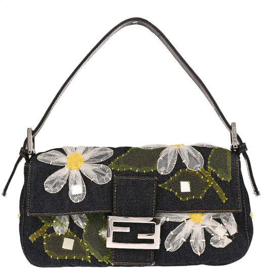 Fendi Navy Denim Baguette Handbag