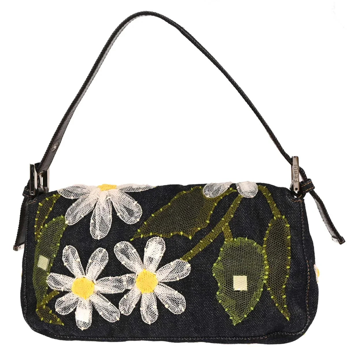 Fendi Navy Denim Baguette Handbag