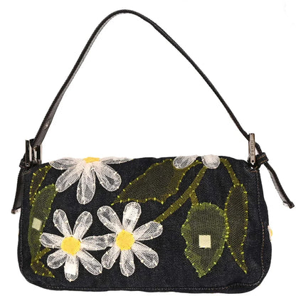 Fendi Navy Denim Baguette Handbag