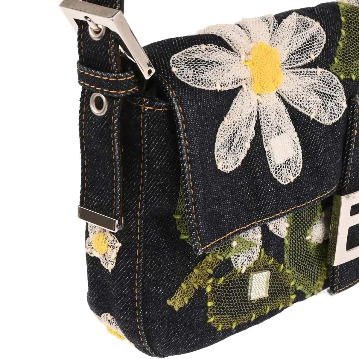 Fendi Navy Denim Baguette Handbag