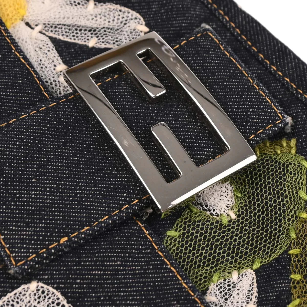 Fendi Navy Denim Baguette Handbag