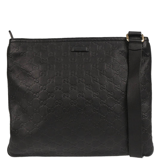 Gucci Black Leather GG Imprime Shoulder Bag