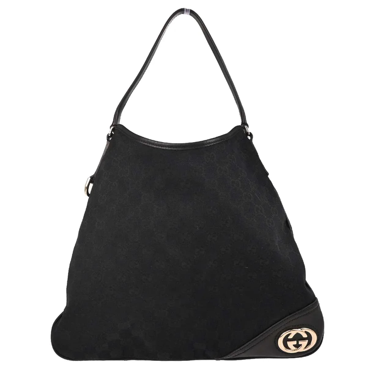 Gucci Black Canvas GG Interlocking Hobo Handbag