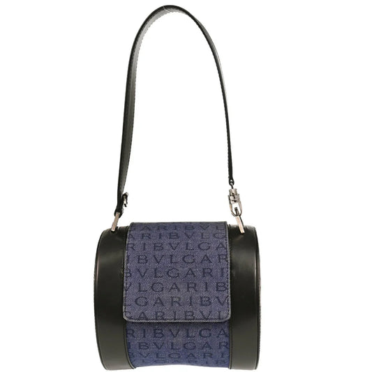 Bvlgari Blue Black Denim Logo Handbag