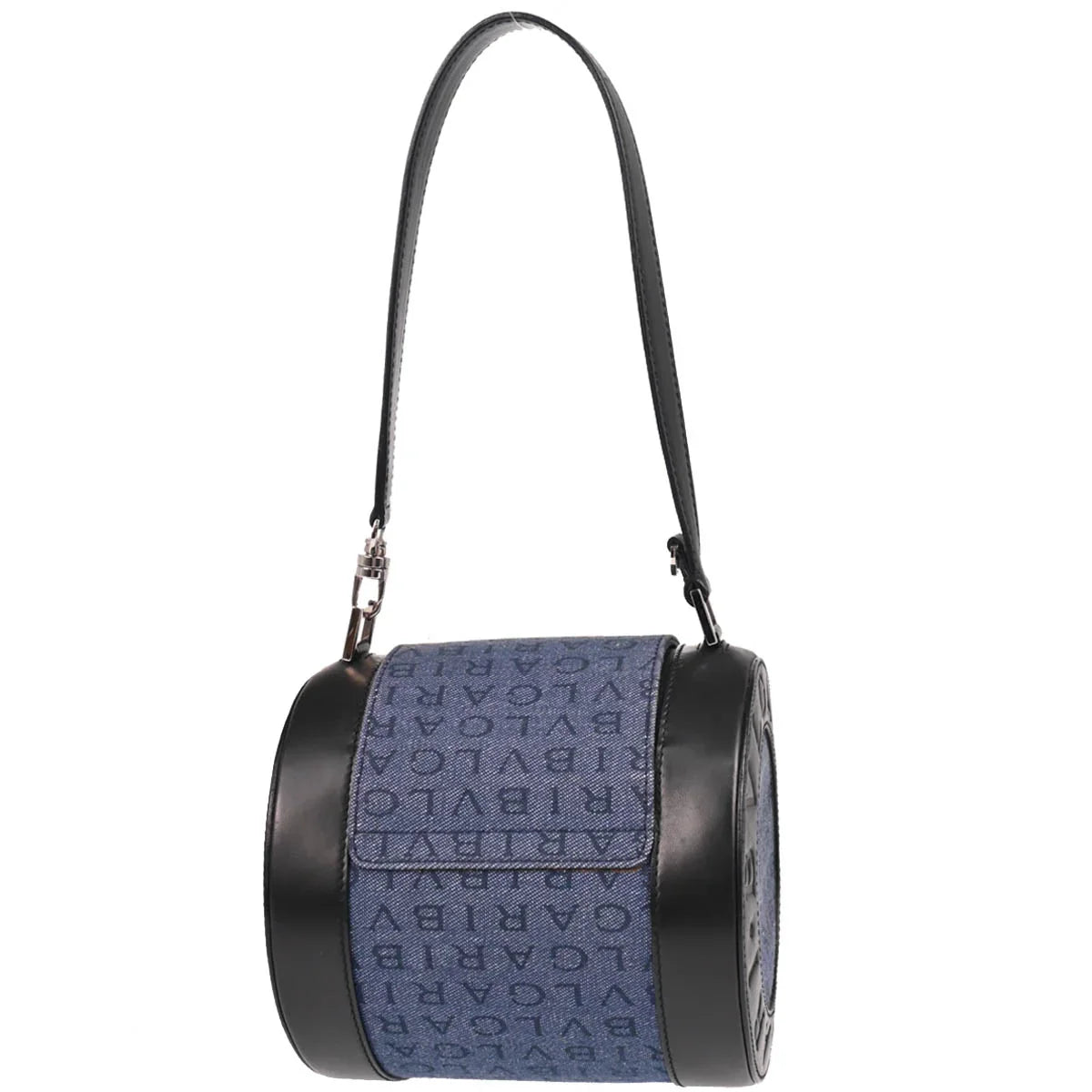 Bvlgari Blue Black Denim Logo Handbag