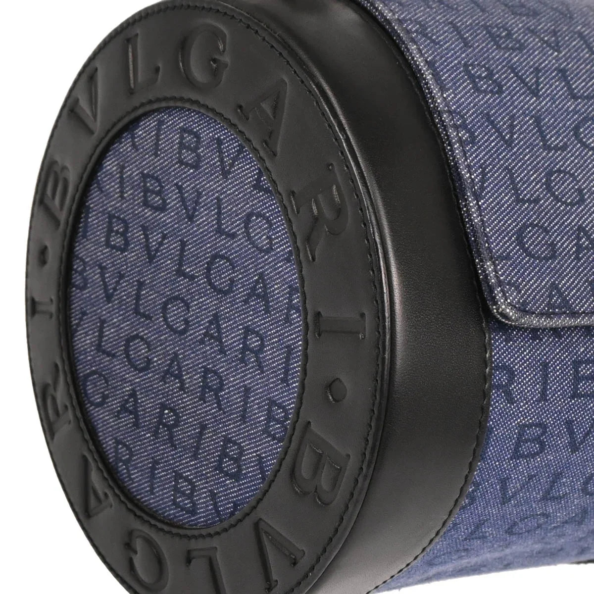 Bvlgari Blue Black Denim Logo Handbag
