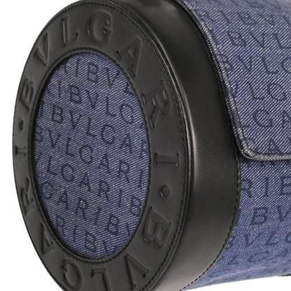 Bvlgari Blue Black Denim Logo Handbag