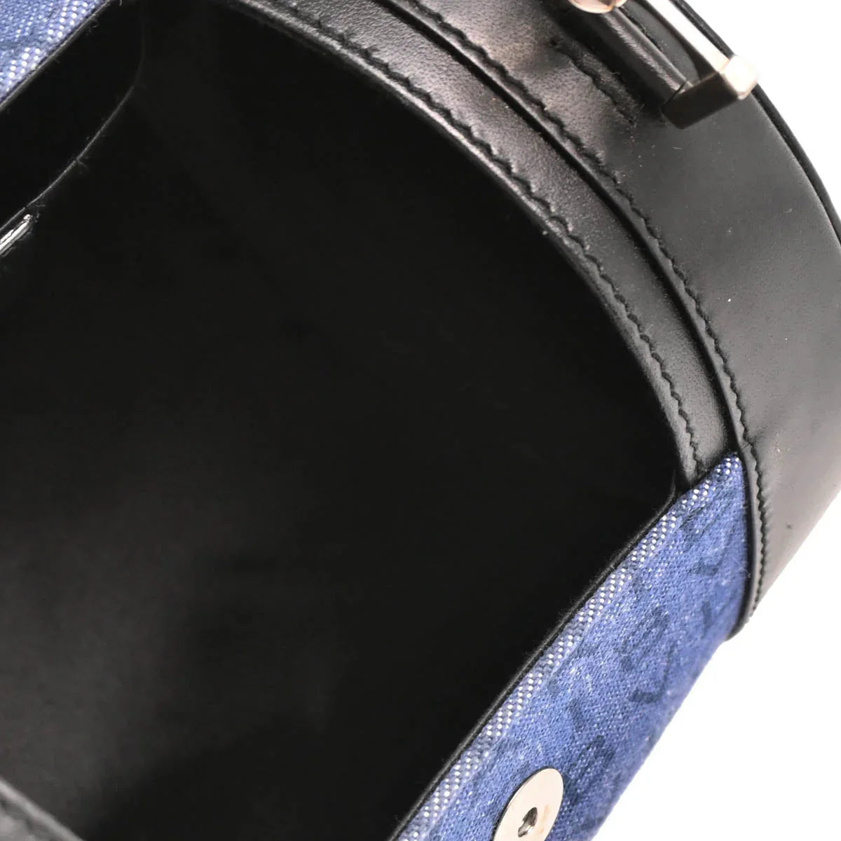 Bvlgari Blue Black Denim Logo Handbag