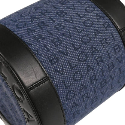 Bvlgari Blue Black Denim Logo Handbag