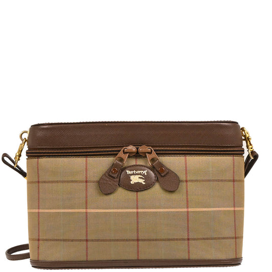 Burberrys Beige Canvas Burberry Check Shoulder Bag