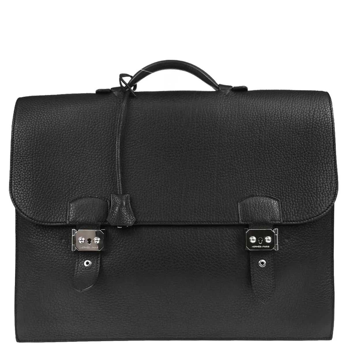 Hermes 2005 Black Fjord Sac a Depeches 41 Business Handbag