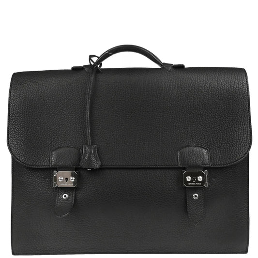 Hermes 2005 Black Fjord Sac a Depeches 41 Business Handbag