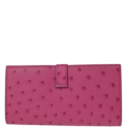 Hermes * 2006 Fuschia Pink Ostrich Bearn Soufre Long Wallet