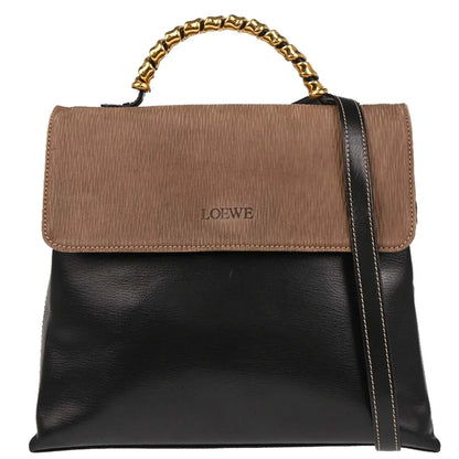 Loewe Black Brown Leather Velazquez 2way Shoulder Handbag