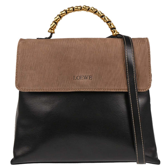 Loewe Black Brown Leather Velazquez 2way Shoulder Handbag