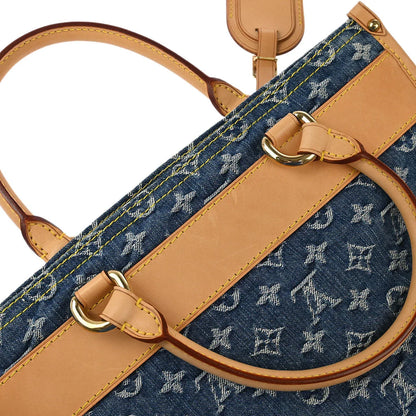 Louis Vuitton 2005 Monogram Denim Flat Shopper Tote Handbag M95018