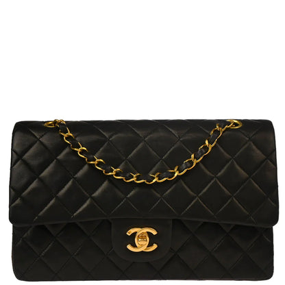 Chanel 1994-1996 Black Lambskin Medium Classic Double Flap Shoulder Bag
