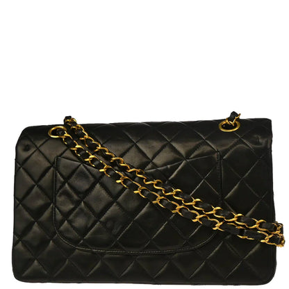 Chanel 1994-1996 Black Lambskin Medium Classic Double Flap Shoulder Bag