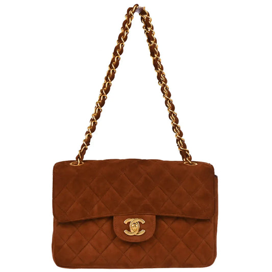 Chanel 1996-1997 Brown Suede Double Sided Classic Flap Shoulder Bag