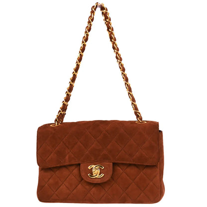 Chanel 1996-1997 Brown Suede Double Sided Classic Flap Shoulder Bag