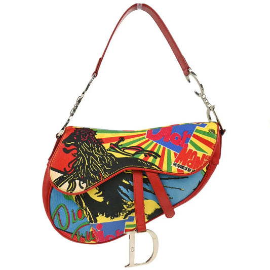 Christian Dior 2003 Red Dior Mania Saddle Handbag