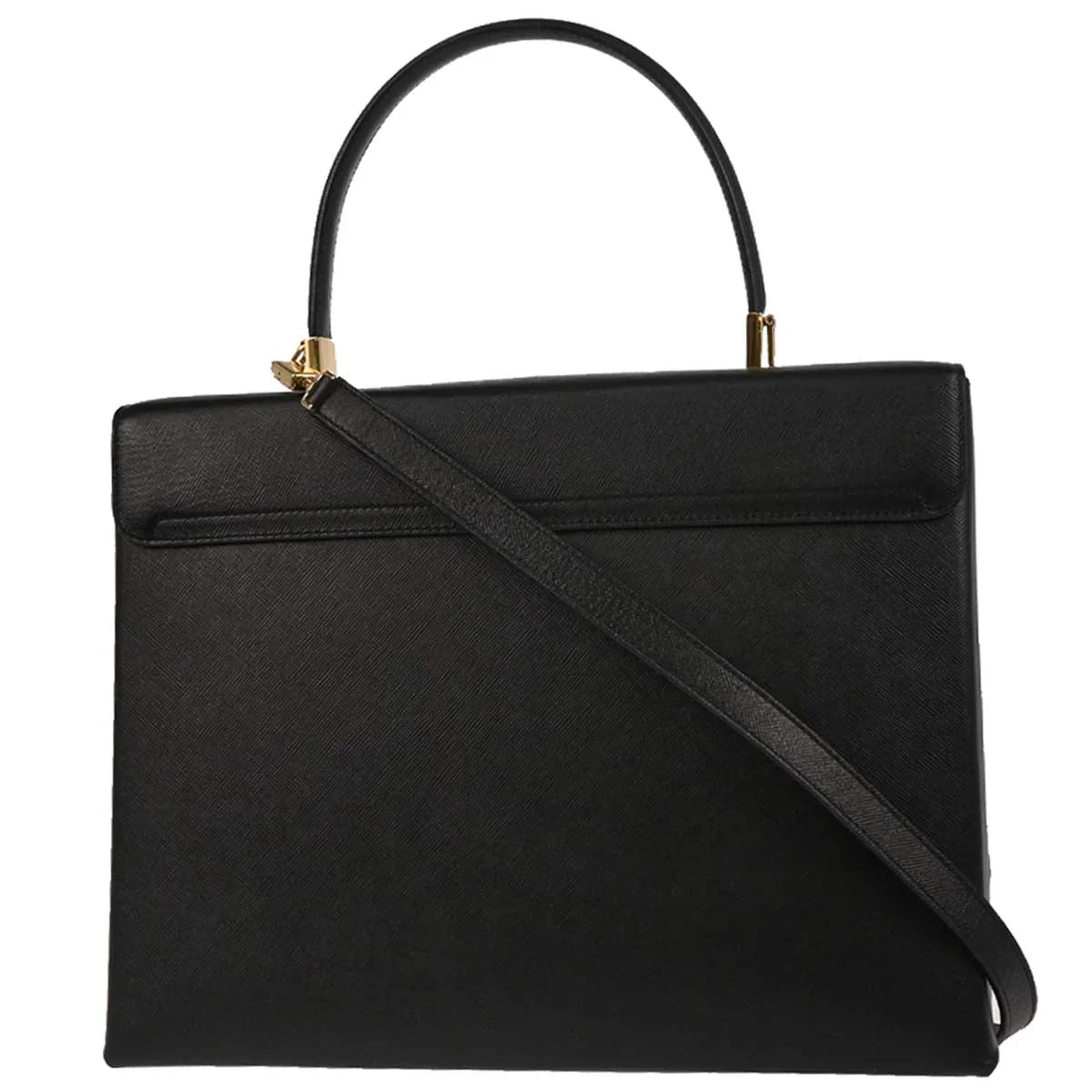 Salvatore Ferragamo Black Leather Gancini 2way Shoulder Handbag