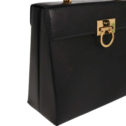 Salvatore Ferragamo Black Leather Gancini 2way Shoulder Handbag