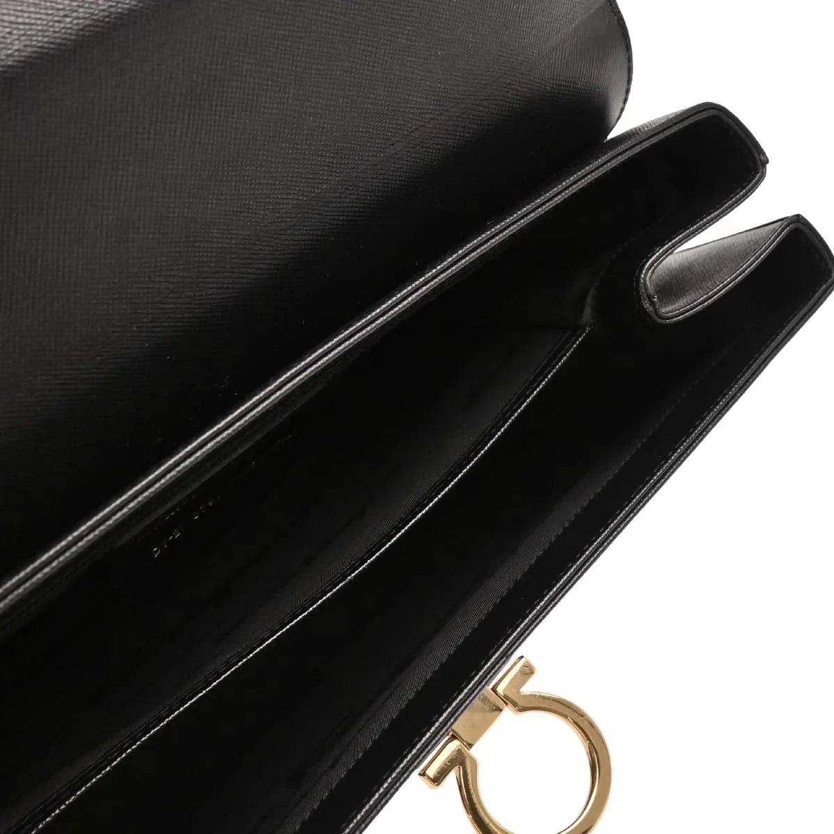 Salvatore Ferragamo Black Leather Gancini 2way Shoulder Handbag