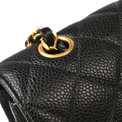 Chanel 2003-2004 Black Calfskin Small Classic Double Flap Shoulder Bag