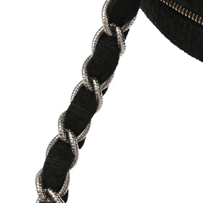 Chanel 2005-2006 Black Silver Cotton Jacquard Chain Handbag