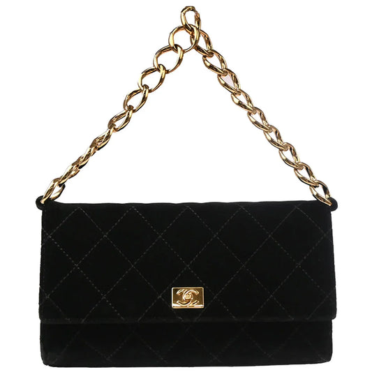 Chanel 2002-2003 Black Velvet Chain Handbag