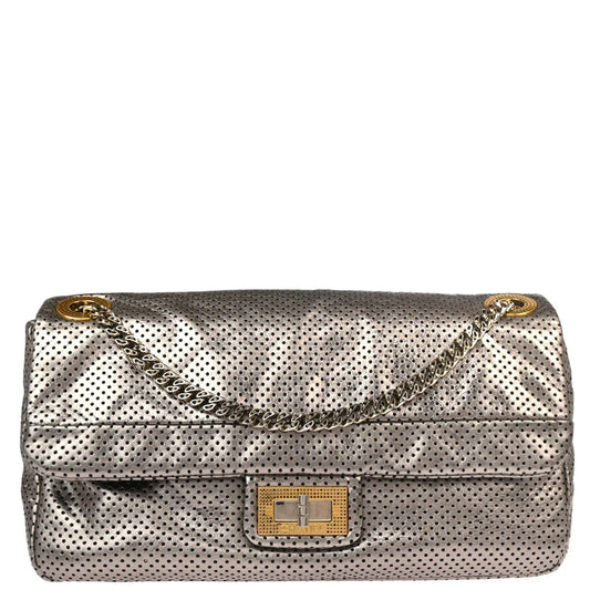 Chanel 2006-2008 Gold Perforated Mademoiselle Lock Single Flap Shoulder Bag