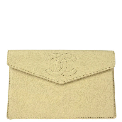 Chanel 2000-2002 Ivory Caviar Wallet