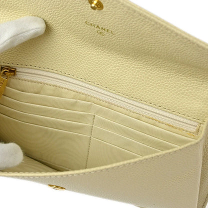 Chanel 2000-2002 Ivory Caviar Wallet