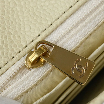 Chanel 2000-2002 Ivory Caviar Wallet