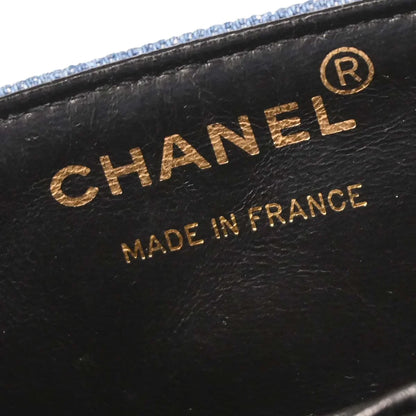 Chanel 1989-1991 Light Blue Denim Turnlock Mini Full Flap Shoulder Bag