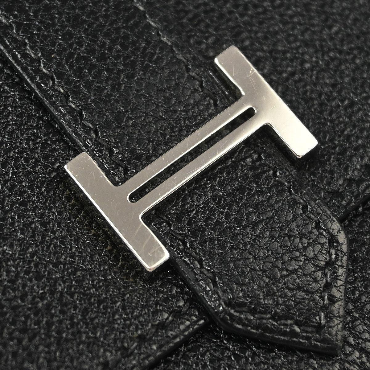 Hermes 2005 Black Chevre Myzore Bearn Cardholder Small Good