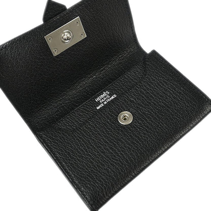 Hermes 2005 Black Chevre Myzore Bearn Cardholder Small Good
