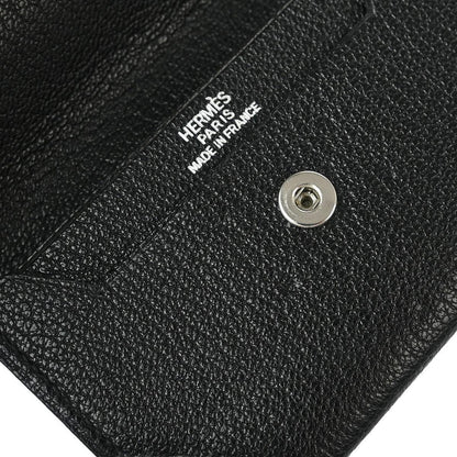 Hermes 2005 Black Chevre Myzore Bearn Cardholder Small Good
