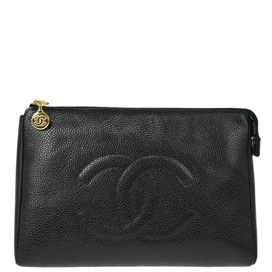 Chanel 1996-1997 Black Caviar Pouch