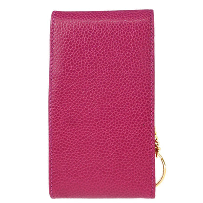 Chanel 1991-1994 Pink Caviar Cigarette Case Key Holder Small Good