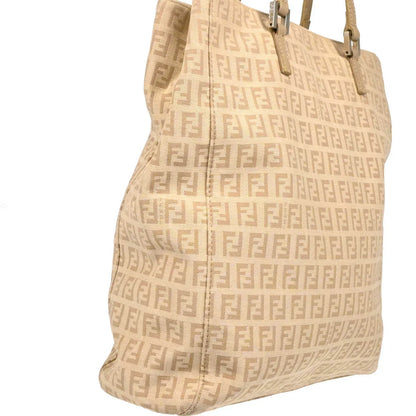 Fendi 2004 Beige Canvas Zucchino Tote Handbag